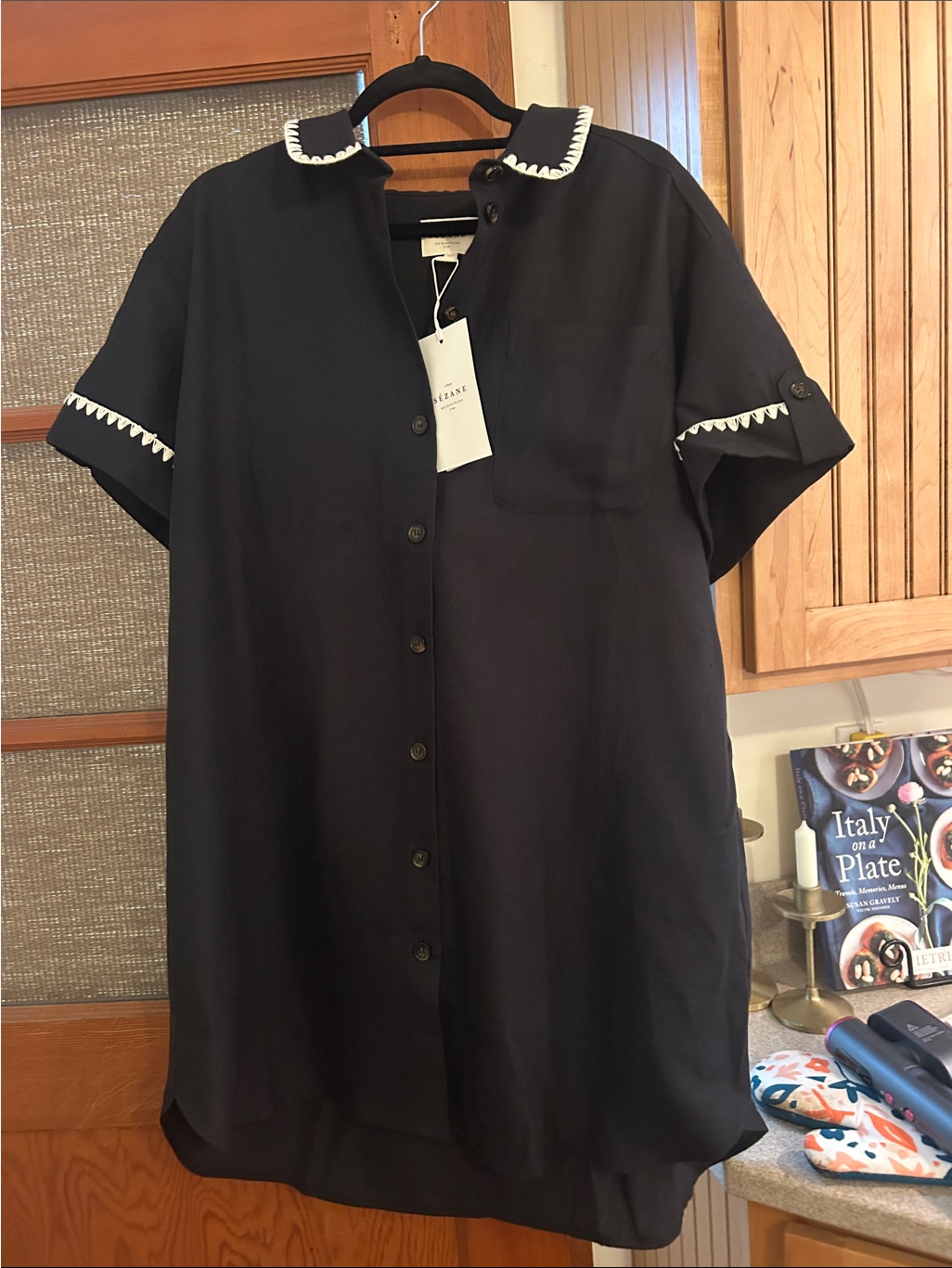 Sezane Brand New With Tags - Black Button-Down Tunic With White Trim